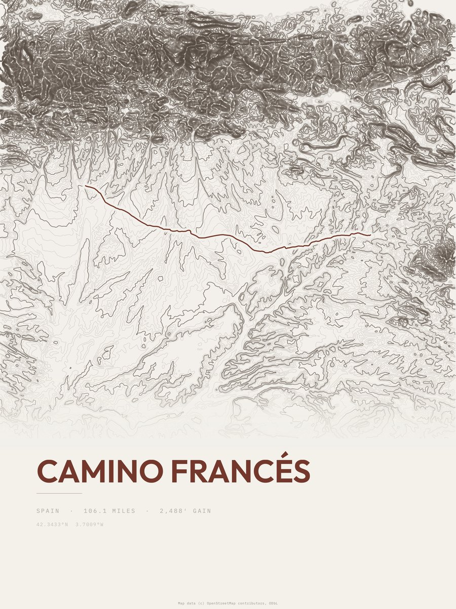 Camino Francés Topographic print