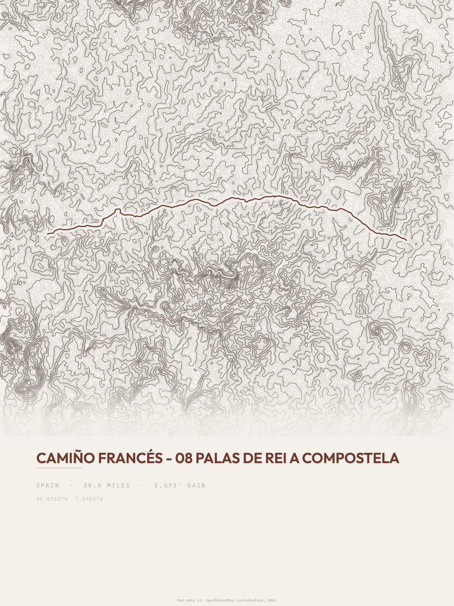Camiño Francés Topographic print