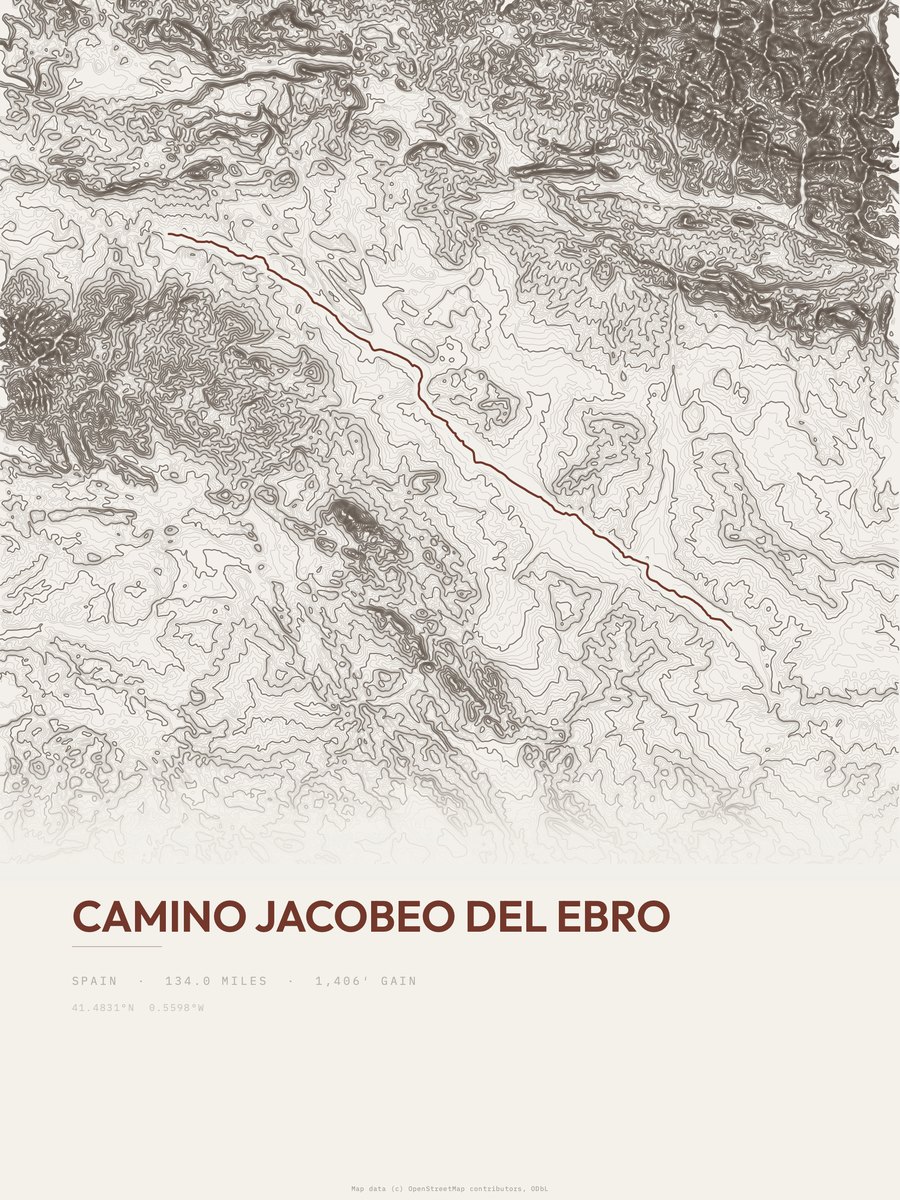 Camino Jacobeo del Ebro Topographic print