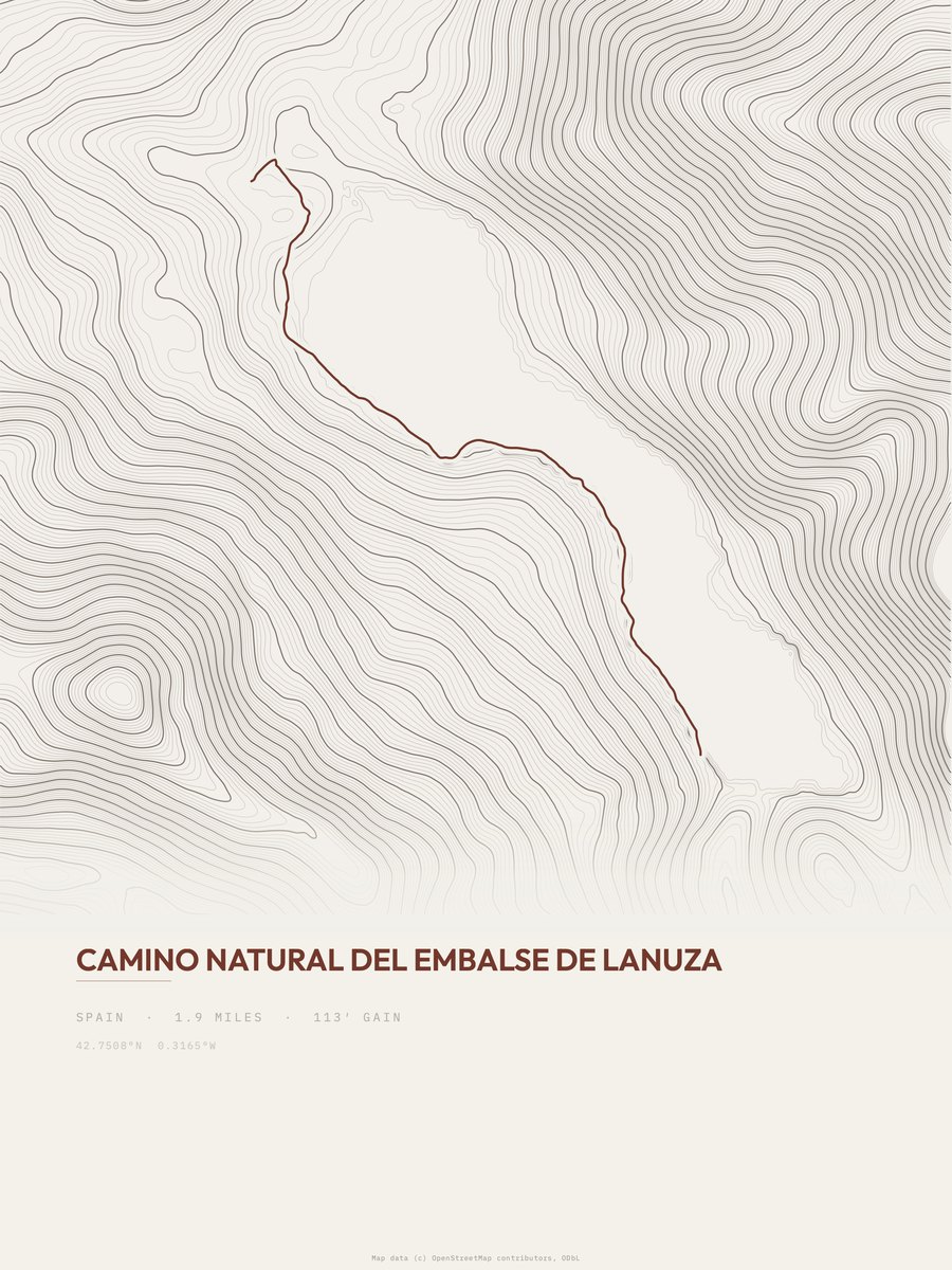 Embalse de Lanuza Topographic print