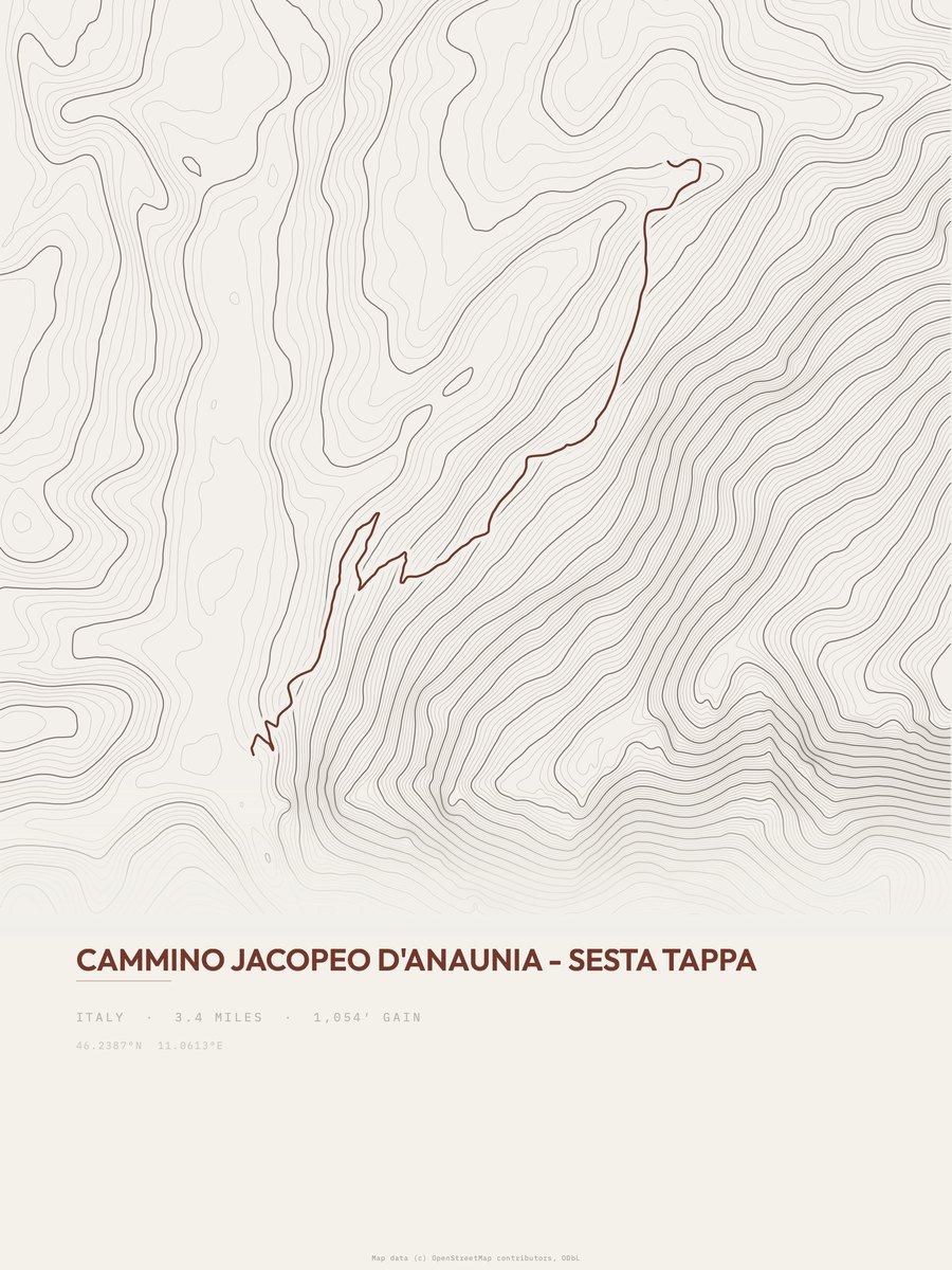 Cammino Jacopeo d'Anaunia Topographic print