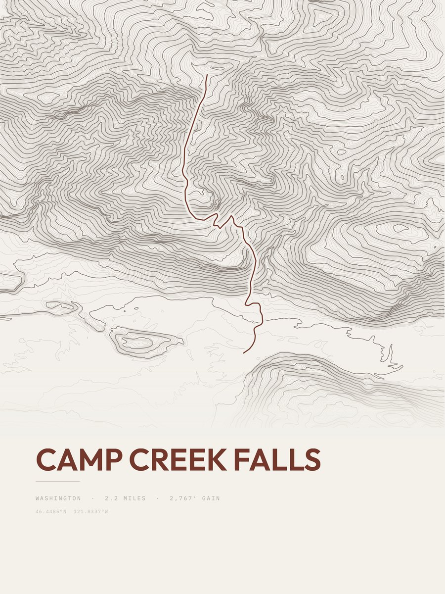 Camp Creek Falls Topographic print
