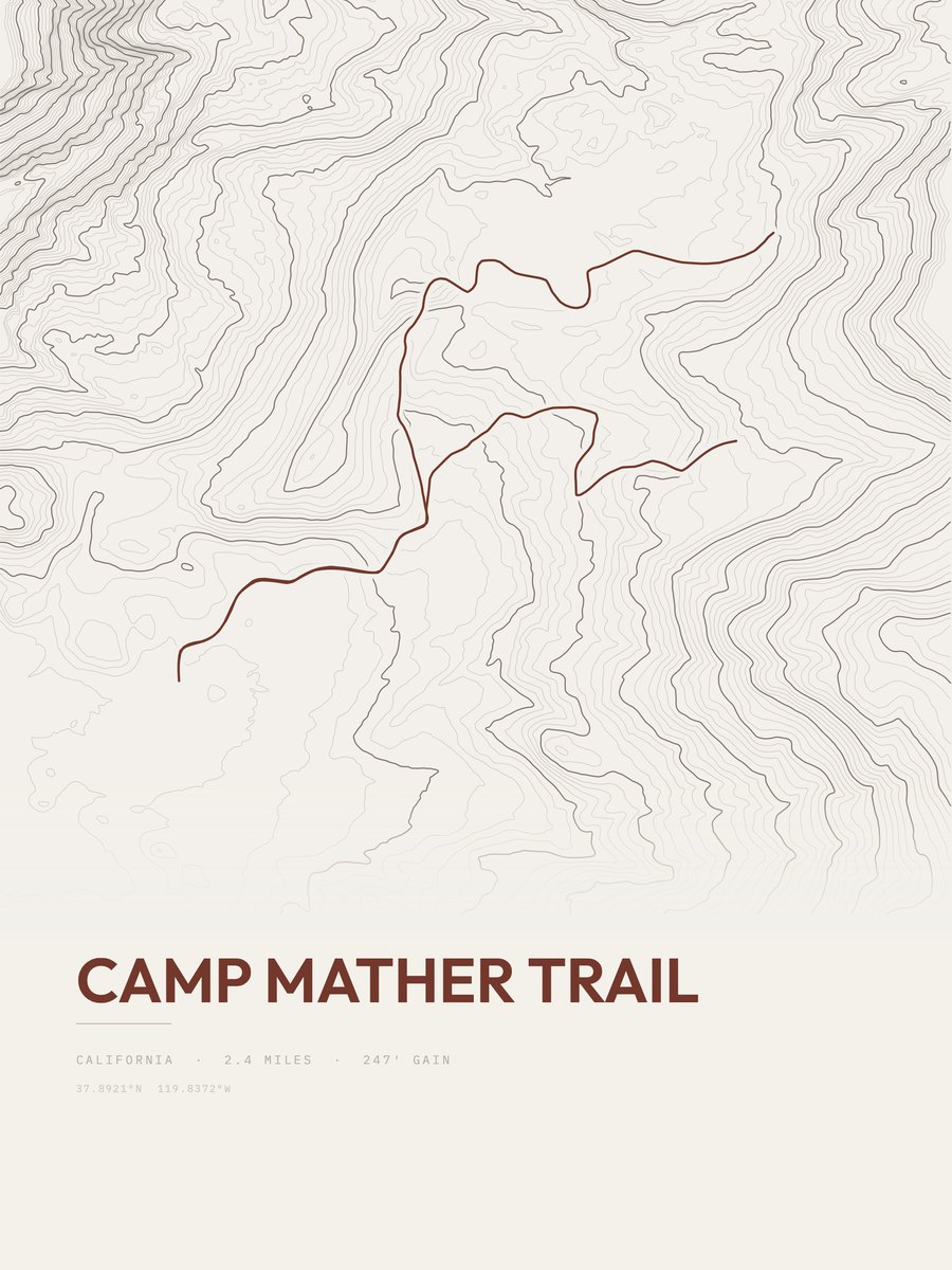 Camp Mather Trail topographic trail print