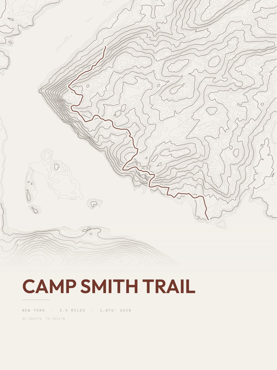 Camp Smith Trail topographic trail print