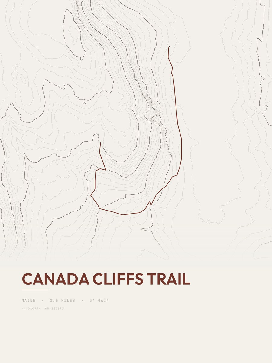 Canada Cliffs Trail Topographic print
