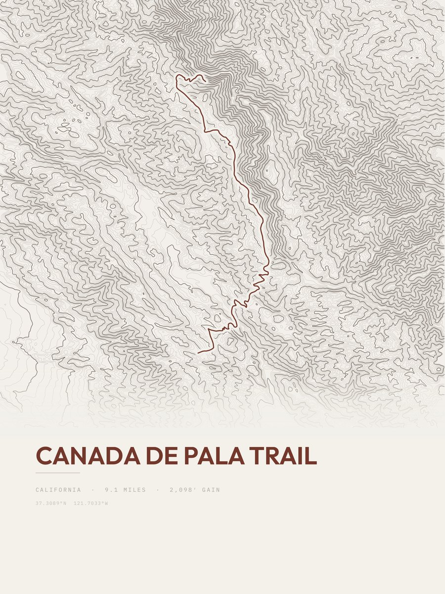 Canada de Pala Trail topographic trail print