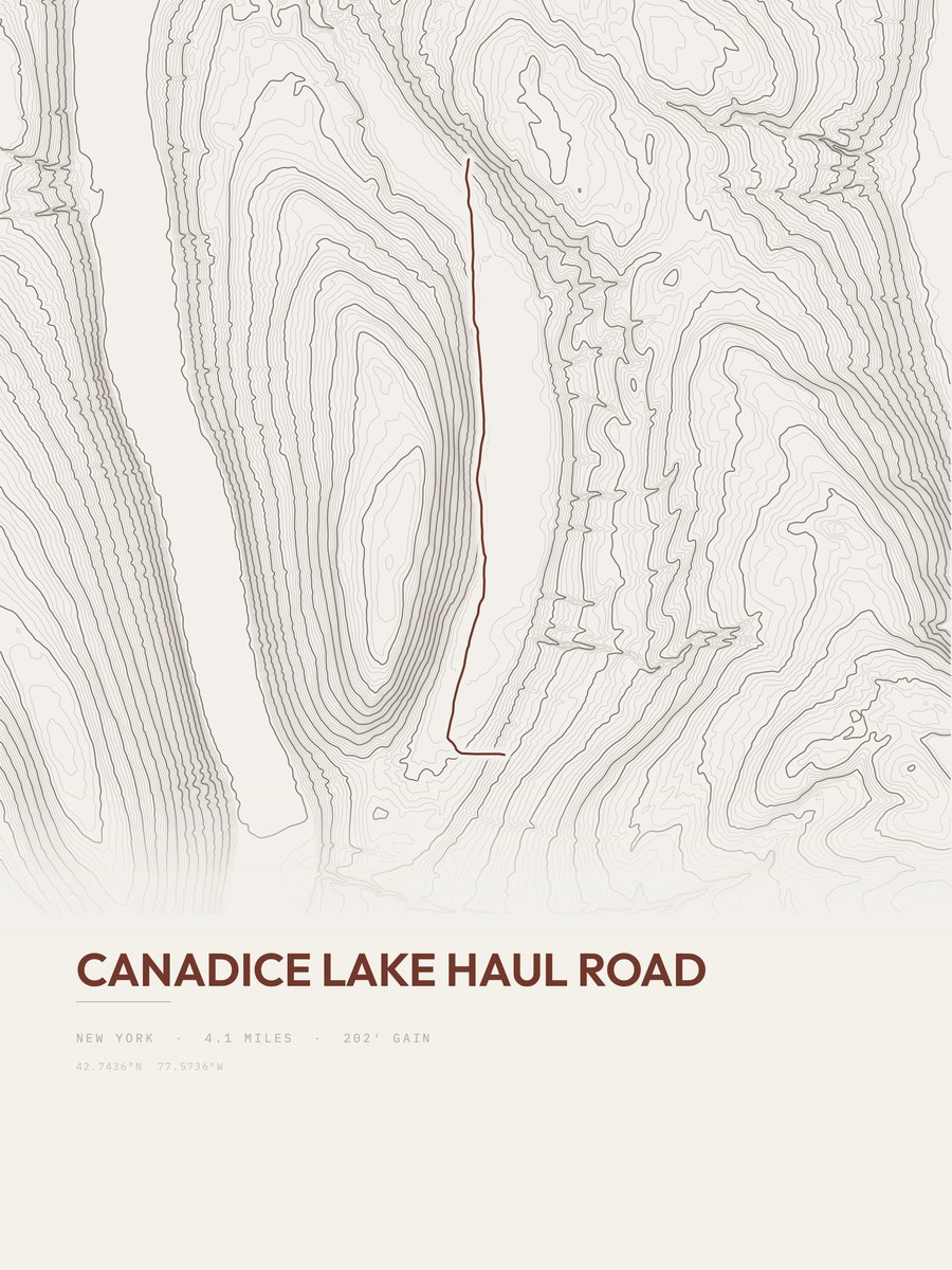 Canadice Lake Haul Road topographic trail print