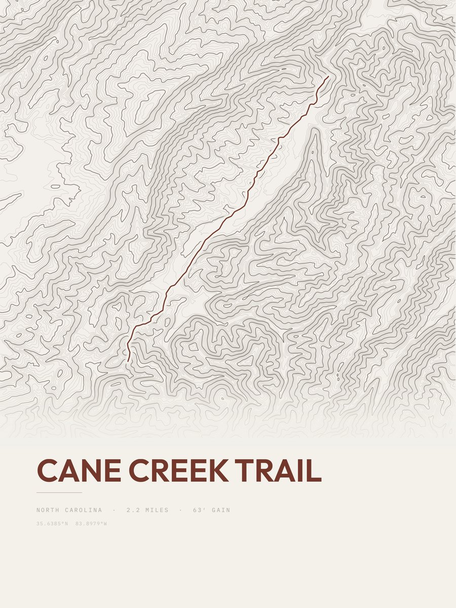 Cane Creek Trail topographic trail print