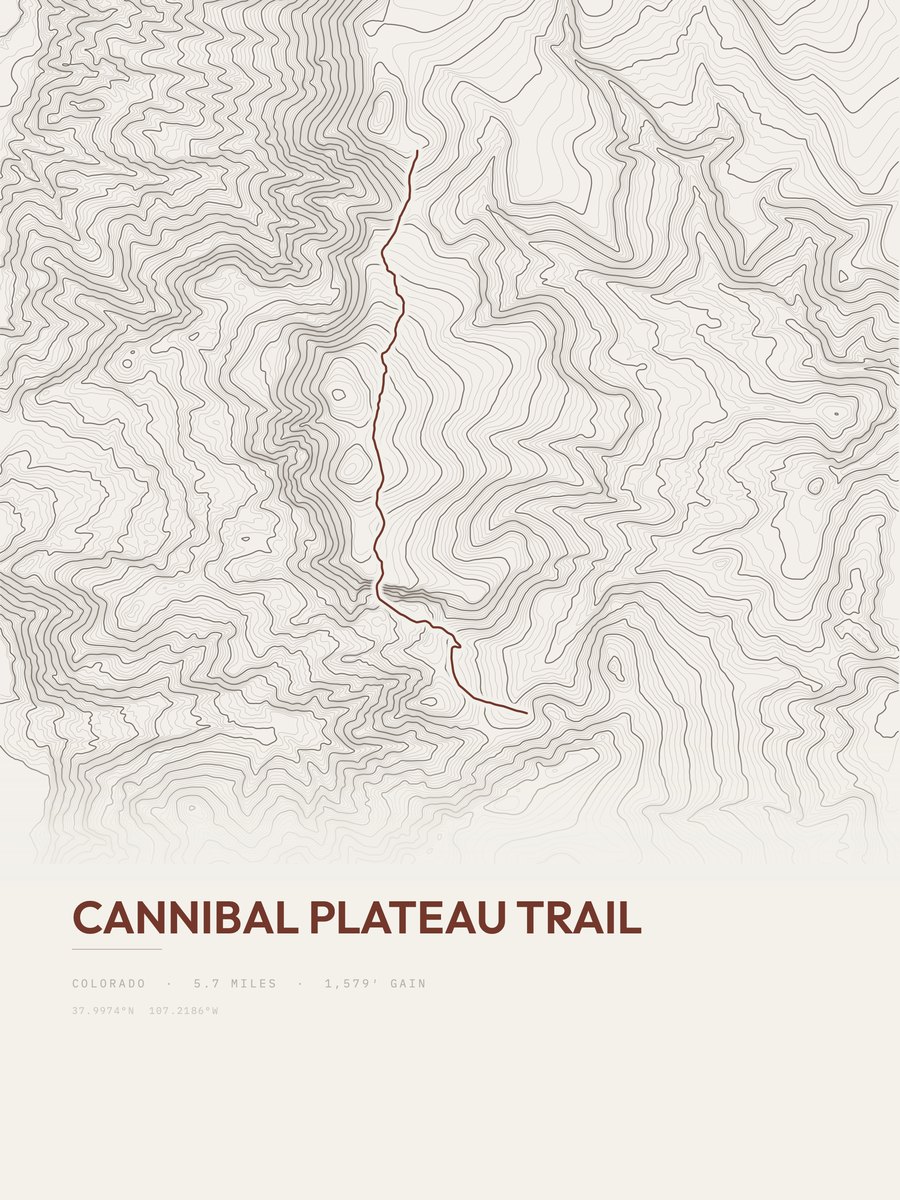 Cannibal Plateau Trail topographic trail print
