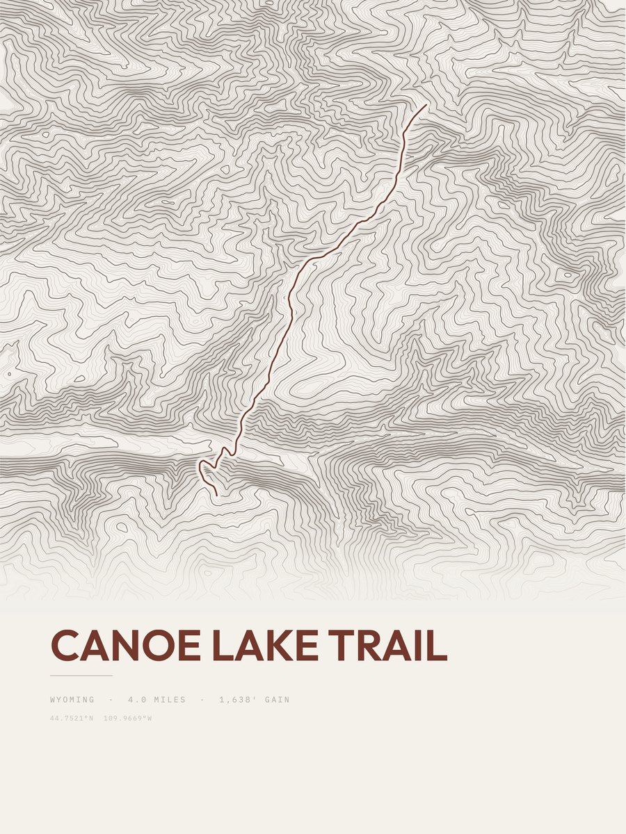 Canoe Lake Trail Topographic print
