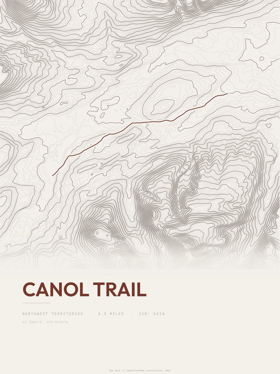 Canol Trail Topographic print