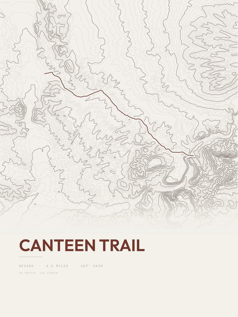 Canteen Trail topographic trail print