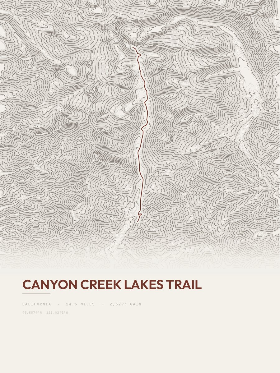 Canyon Creek Lakes Trail Topographic print