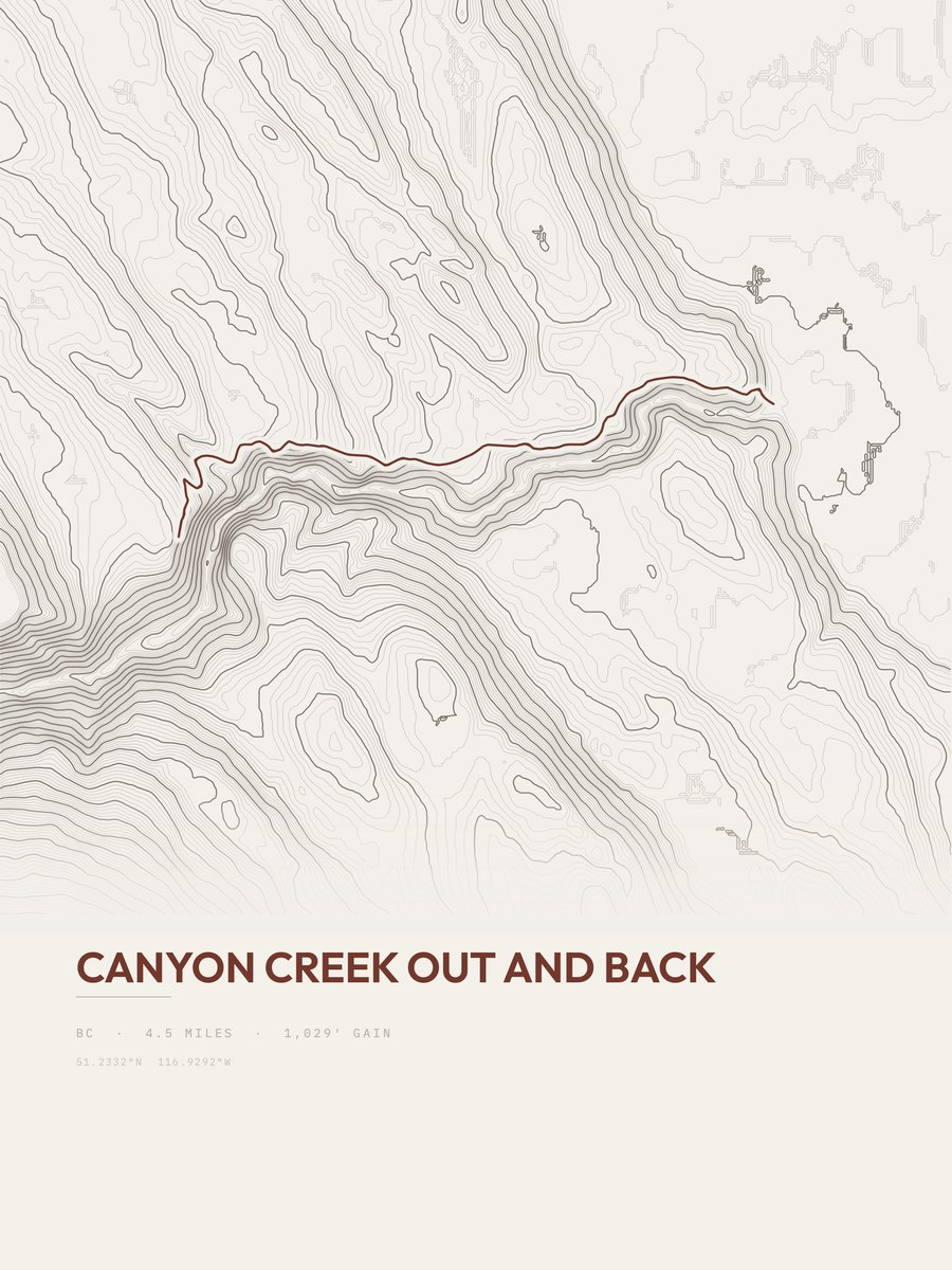 Canyon Creek topographic trail print