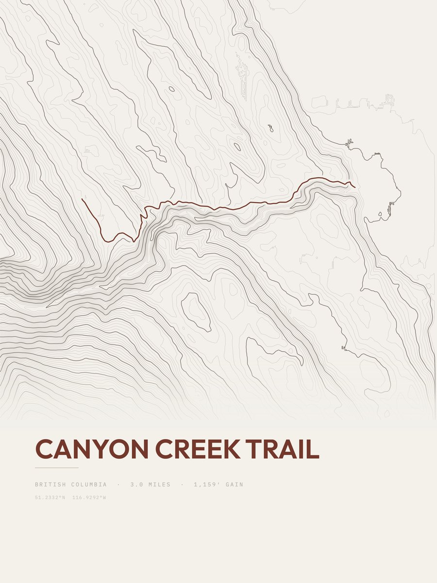 Canyon Creek Trail topographic trail print