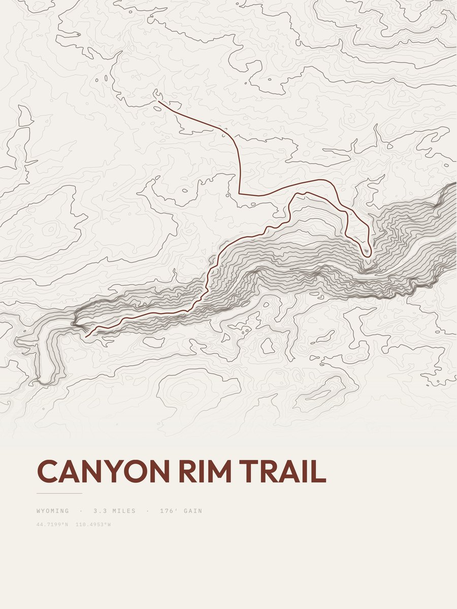 Canyon Rim Trail topographic trail print