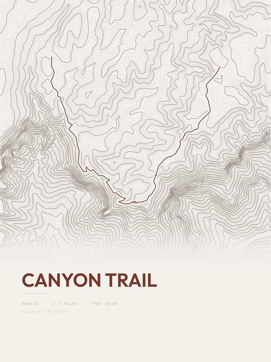 Canyon Trail Topographic print