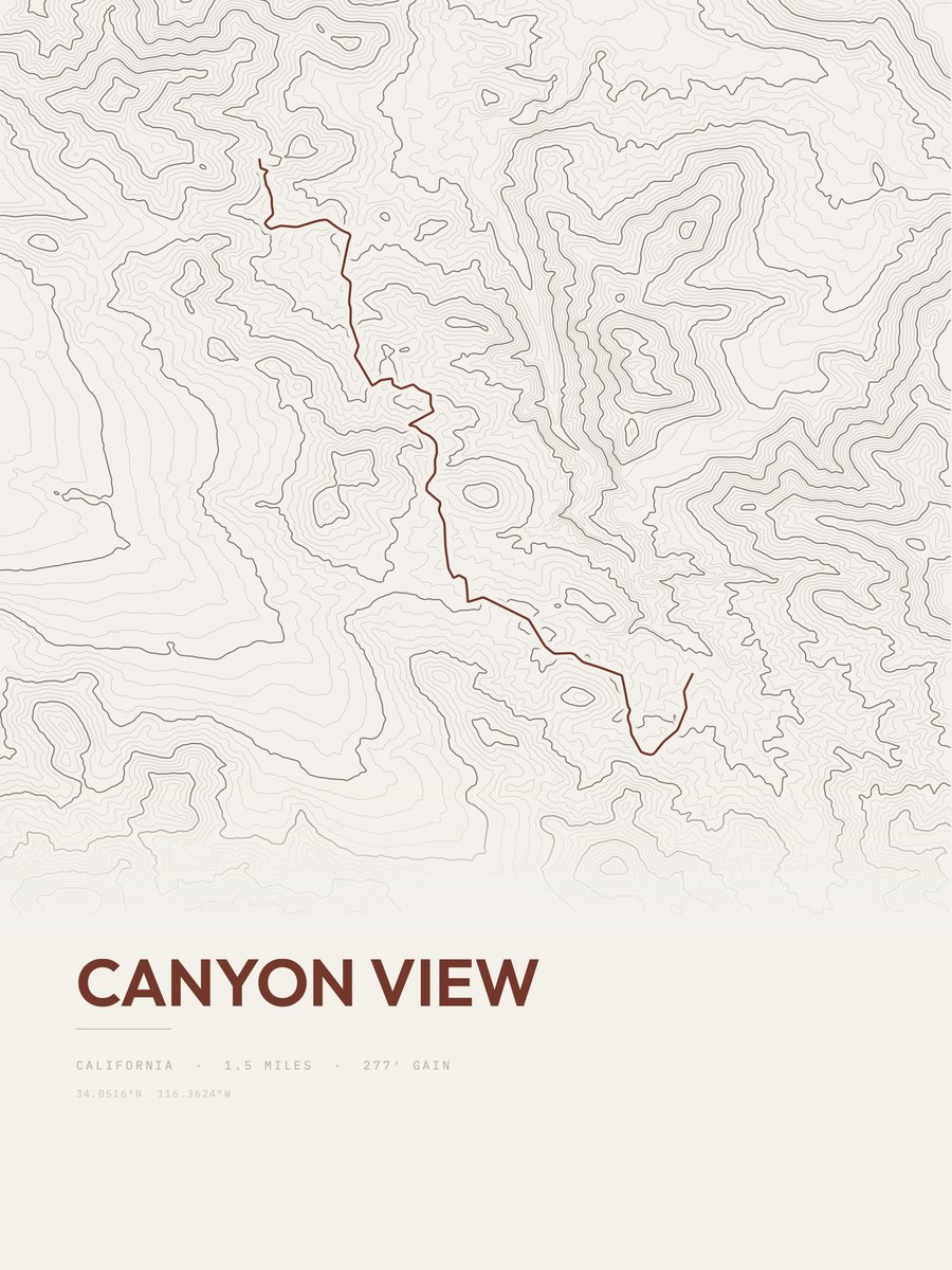 Canyon View topographic trail print