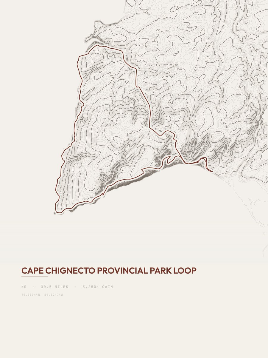 Cape Chignecto topographic trail print