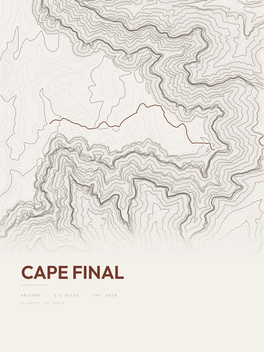 Cape Final topographic trail print