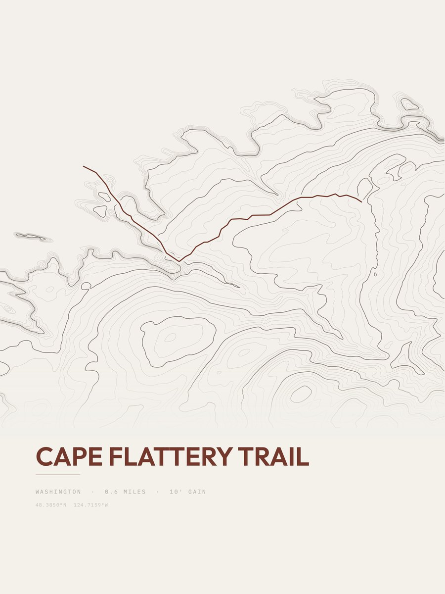 Cape Flattery Trail topographic trail print