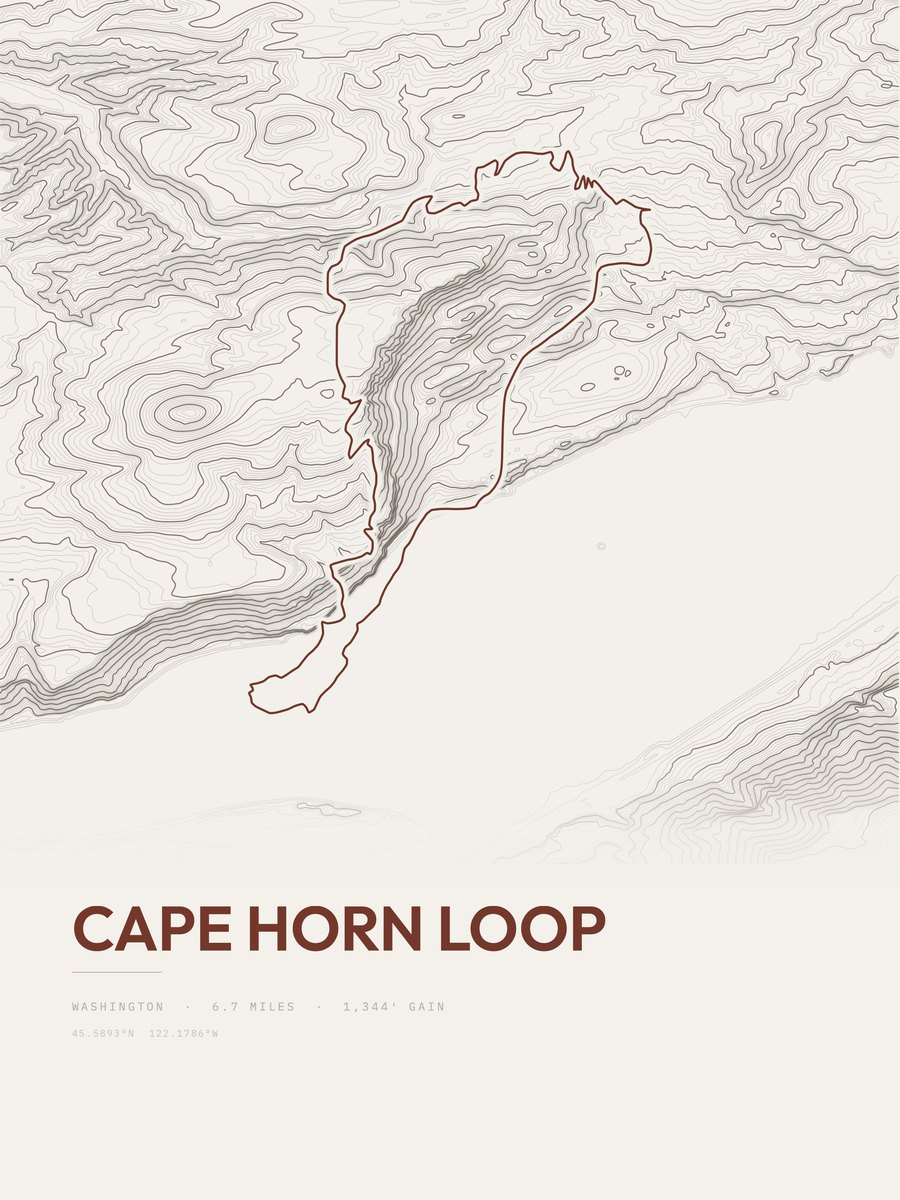 Cape Horn Loop Topographic print