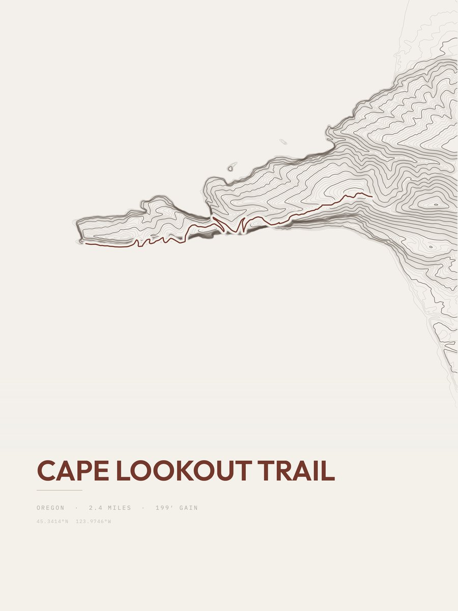 Cape Lookout Trail Topographic print