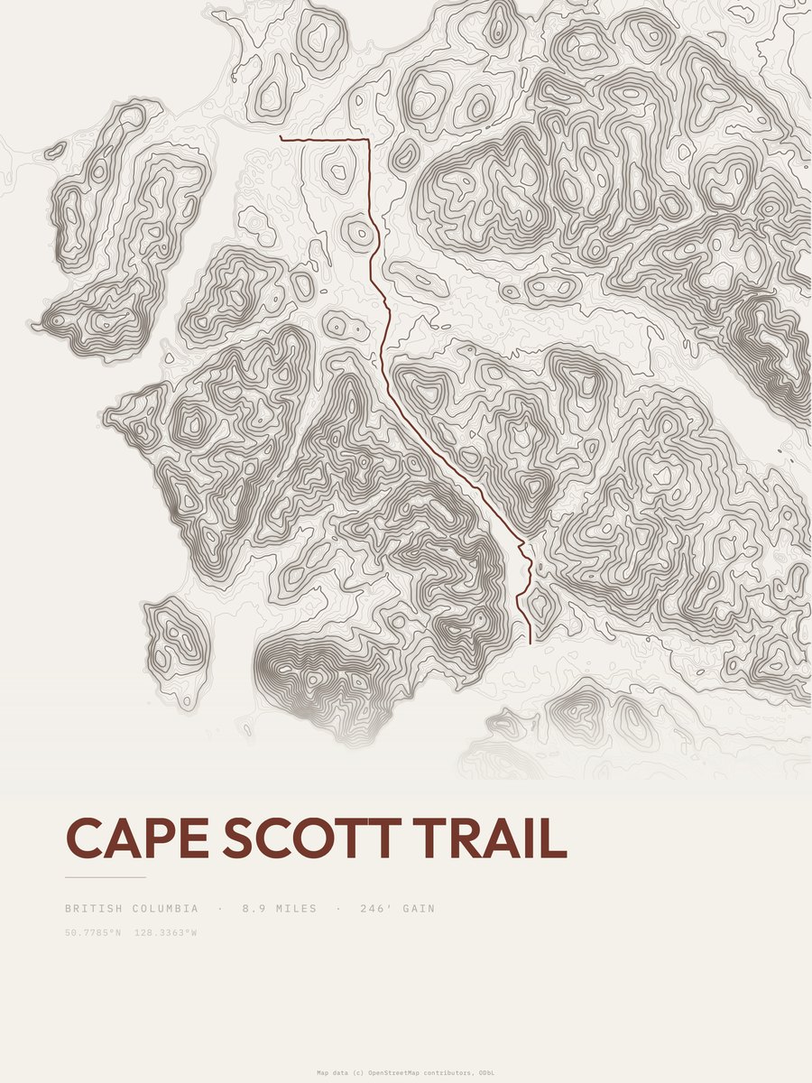 Cape Scott Trail Topographic print