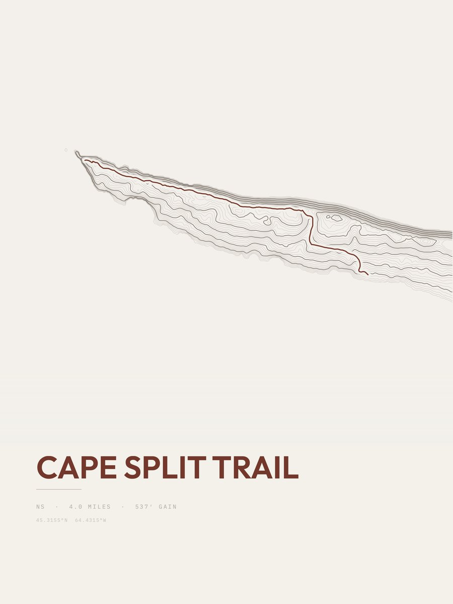 Cape Split Trail topographic trail print