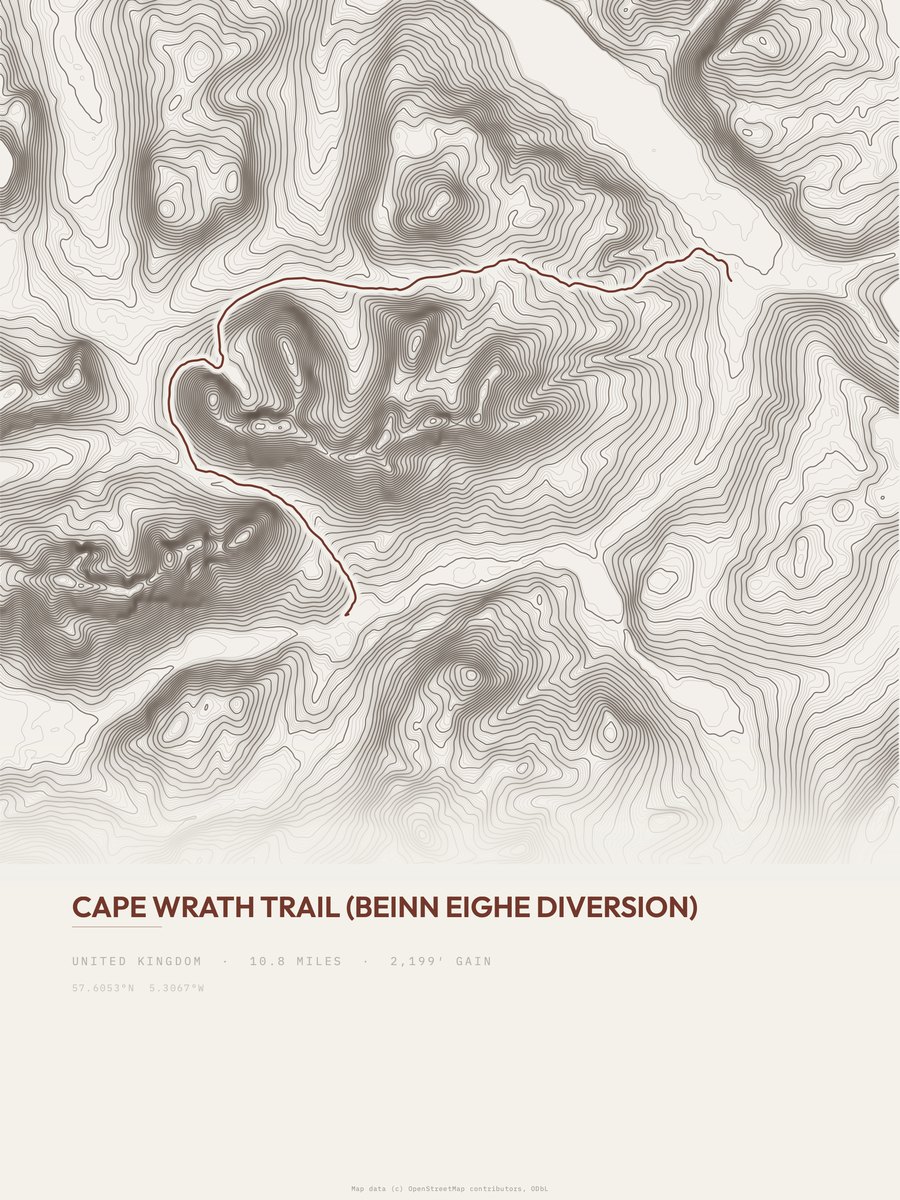 Cape Wrath Trail topographic trail print