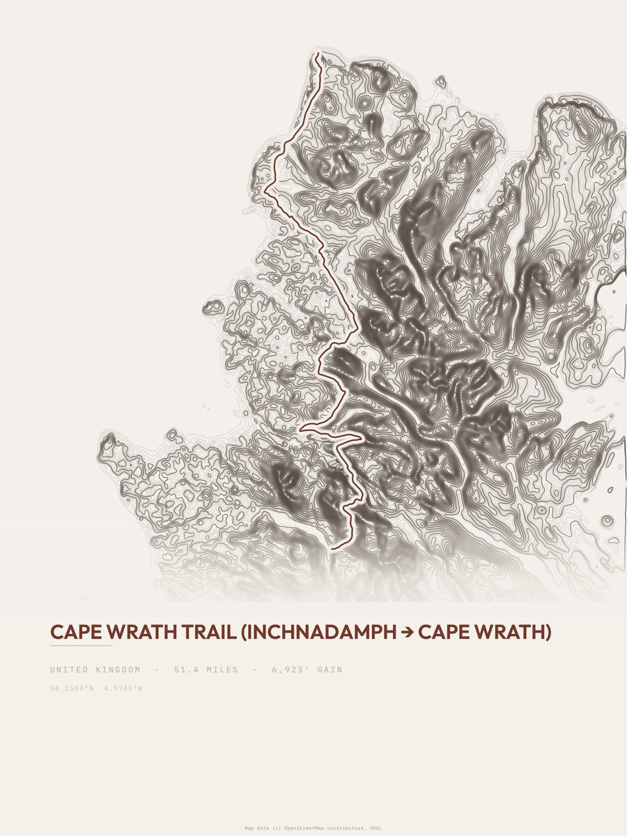 Cape Wrath Trail Topographic print