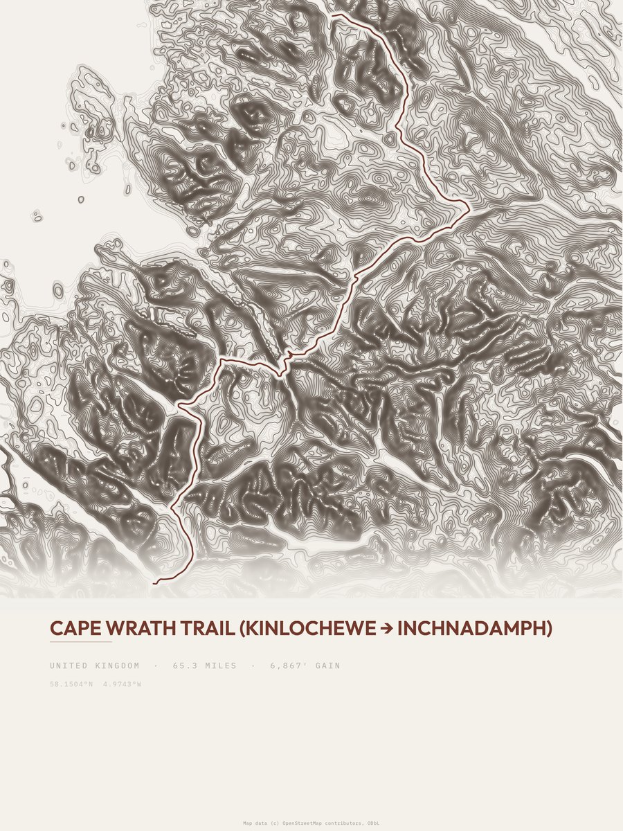 Cape Wrath Trail Topographic print