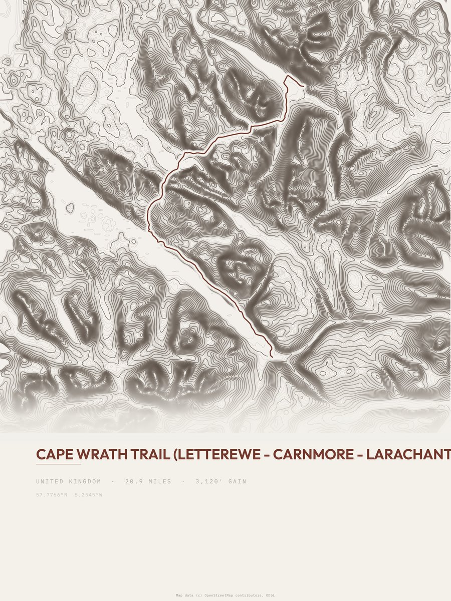 Cape Wrath Trail topographic trail print