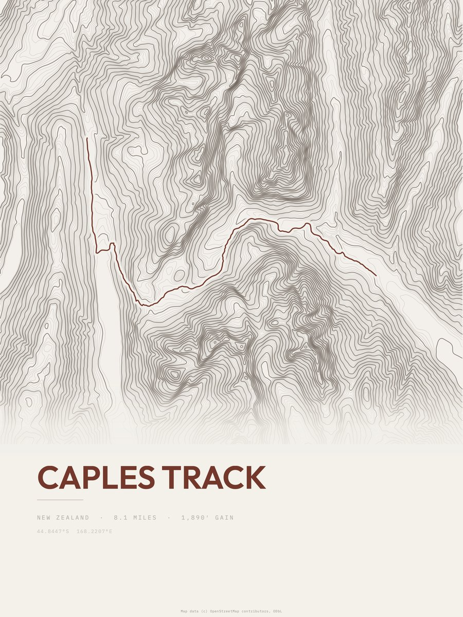 Caples Track Topographic print