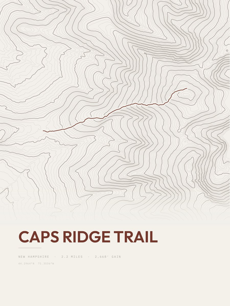 Caps Ridge Trail Topographic print