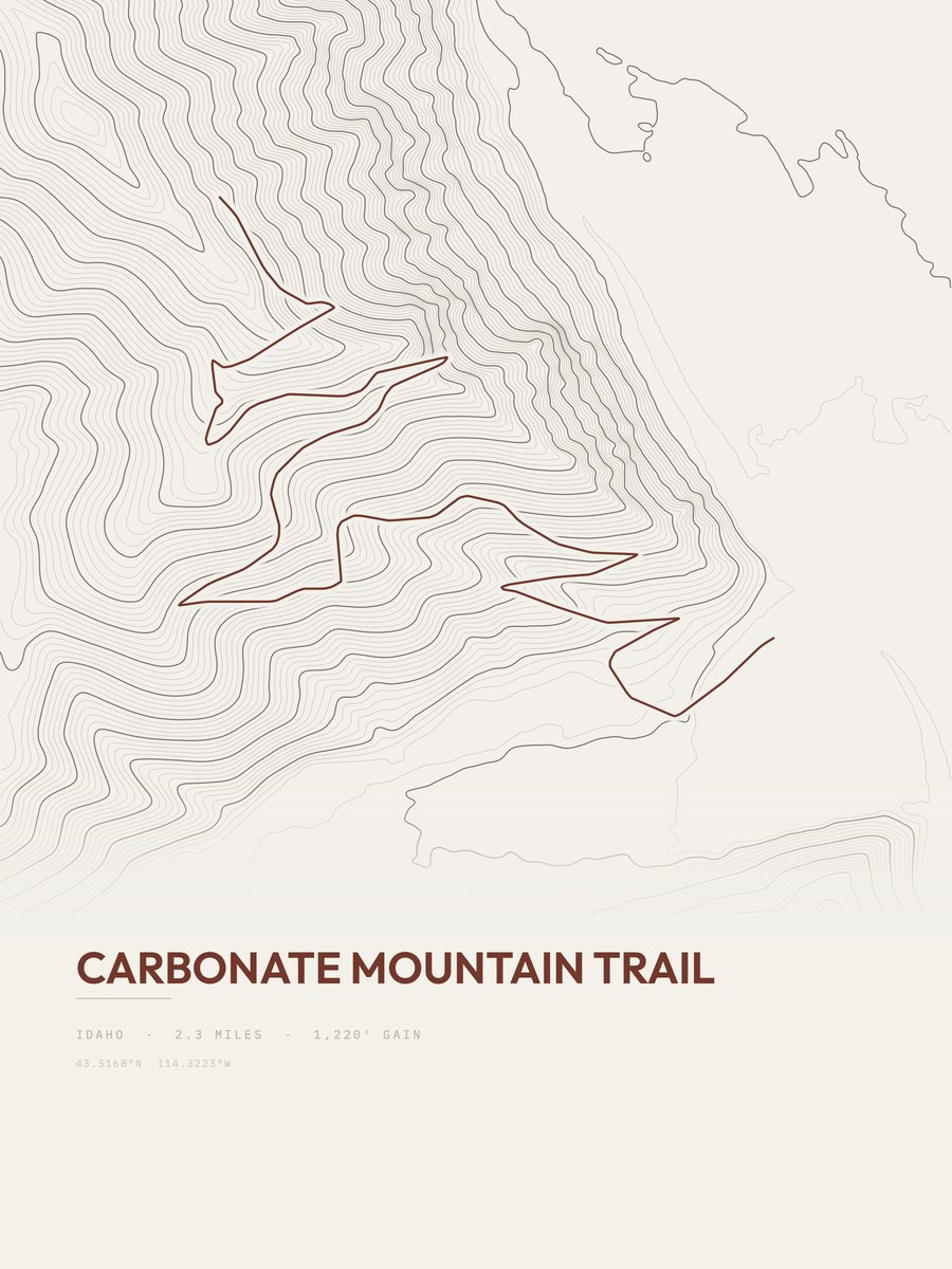 Carbonate Mountain Trail Topographic print