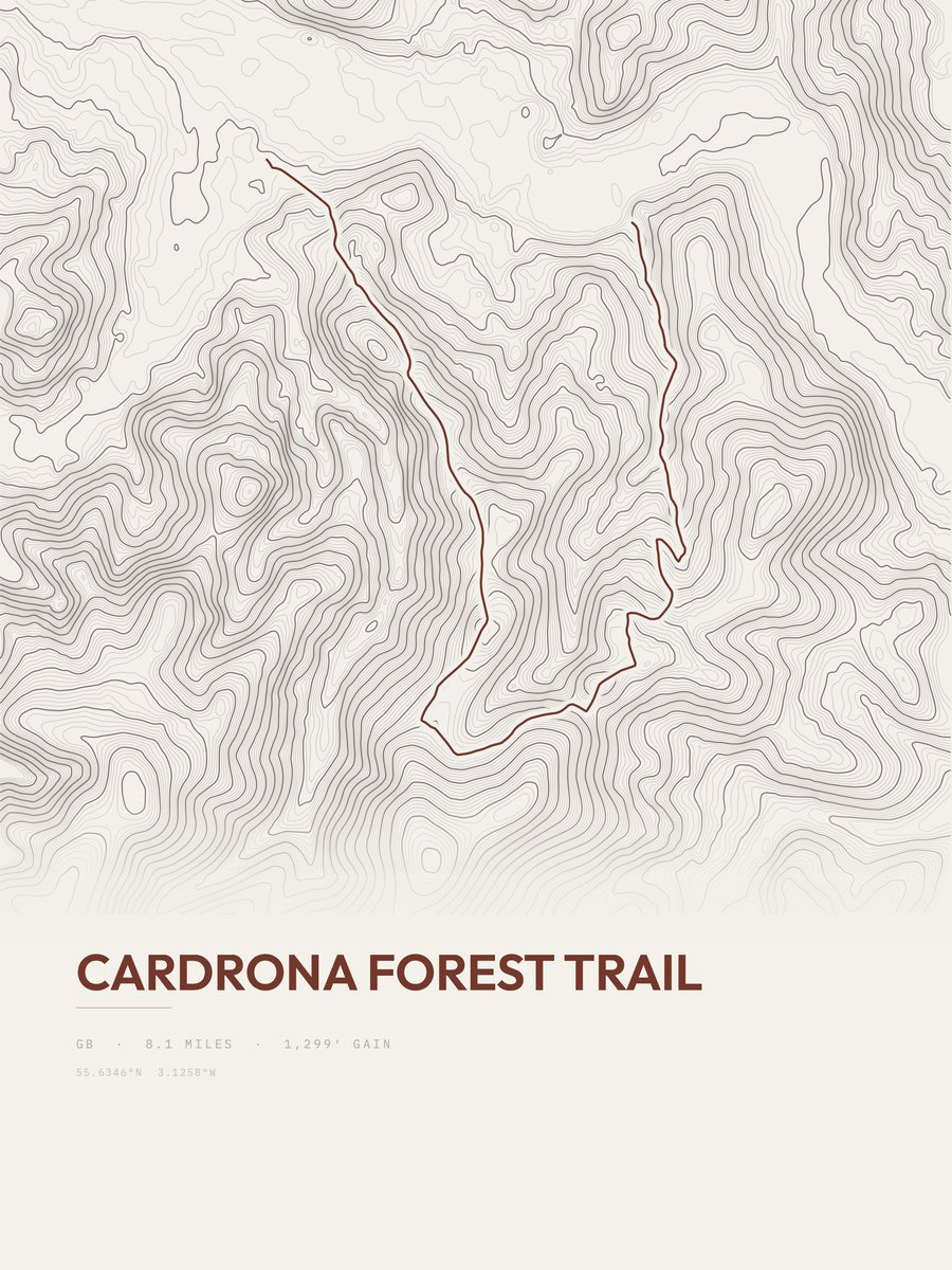Cardrona Forest Trail topographic trail print
