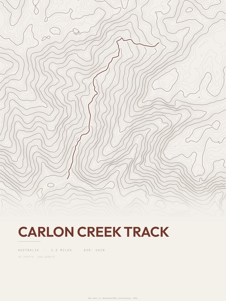 Carlon Creek Track topographic trail print
