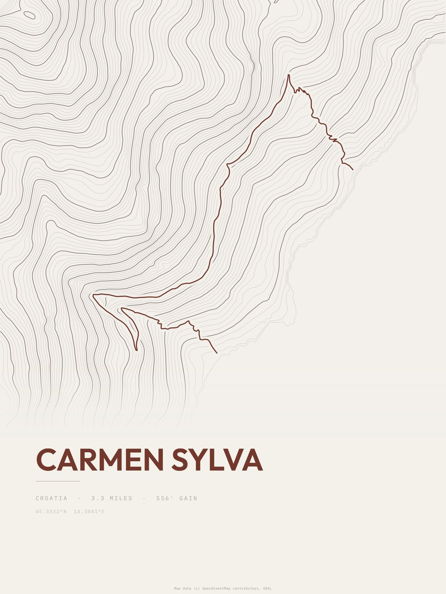 Carmen Sylva topographic trail print