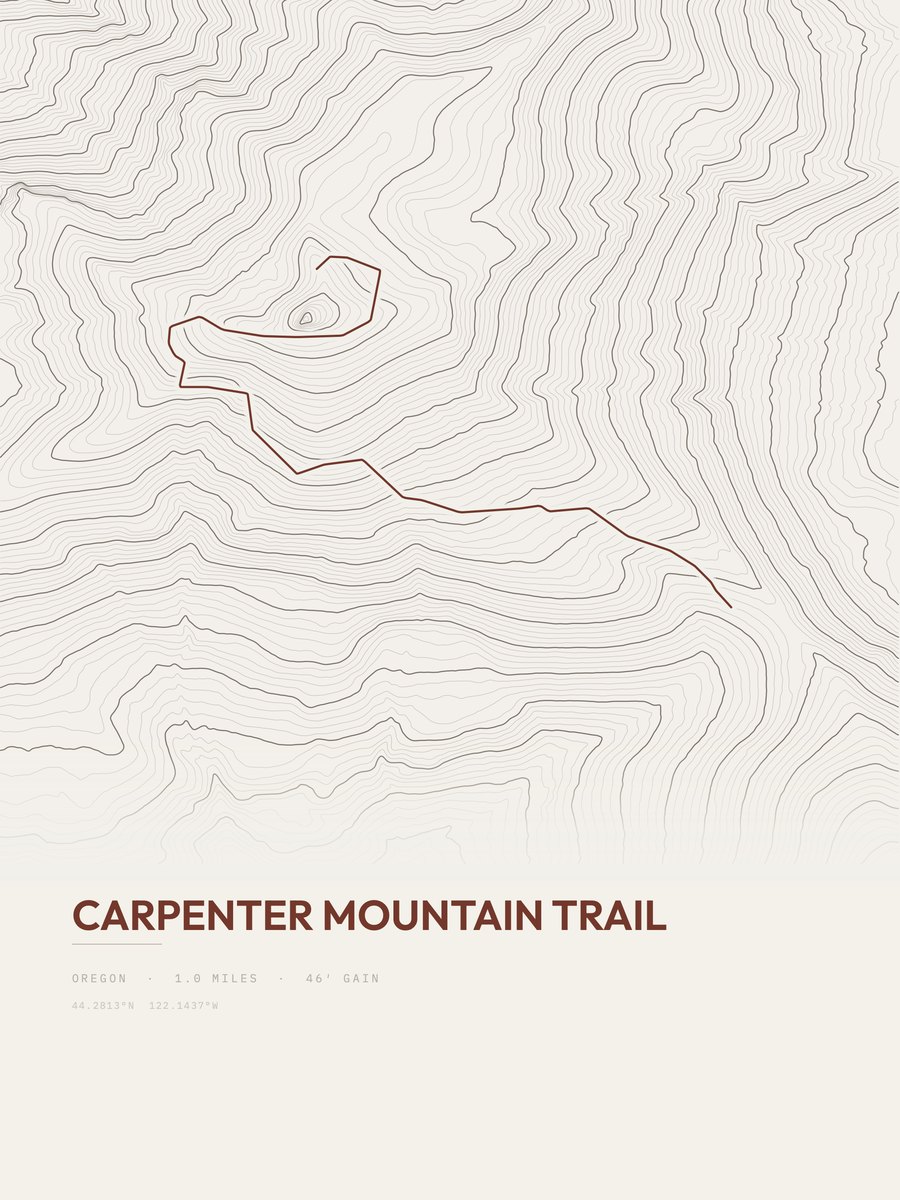 Carpenter Mountain Trail topographic trail print