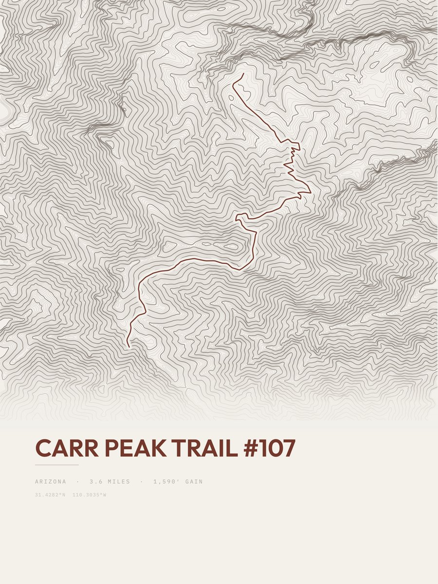 Carr Peak Trail Topographic print