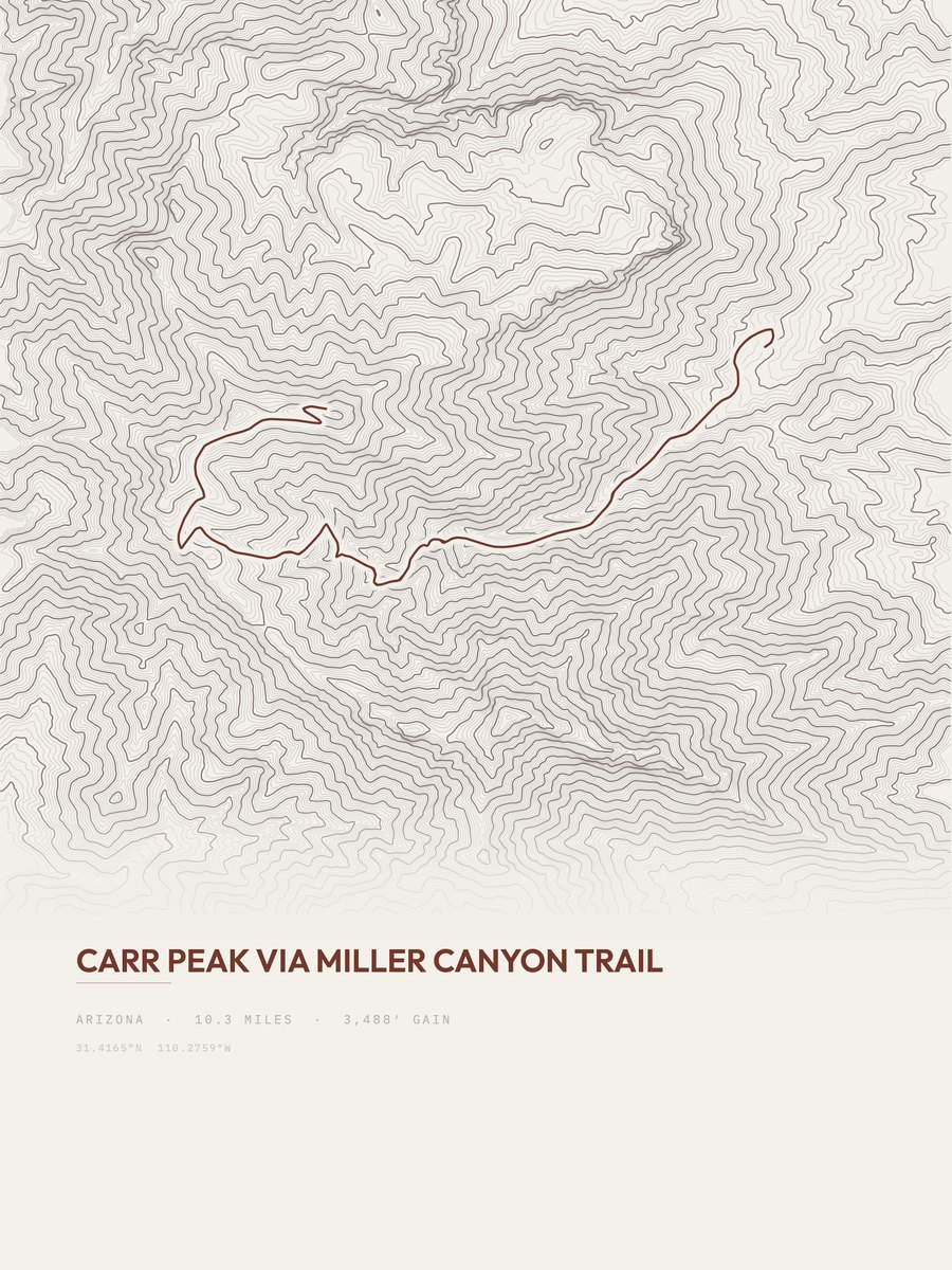 Carr Peak Topographic print