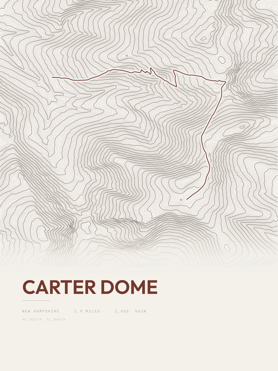 Carter Dome topographic trail print