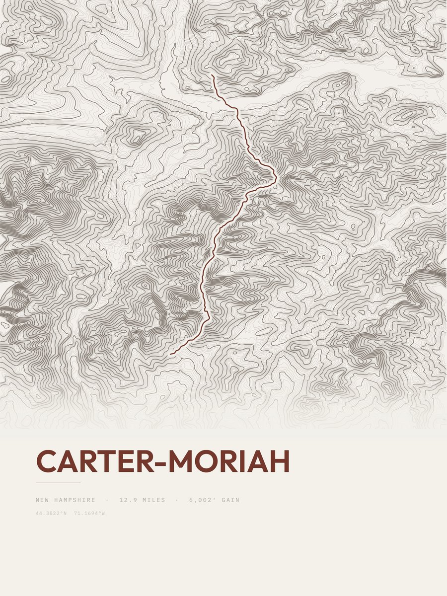 Carter-Moriah topographic trail print
