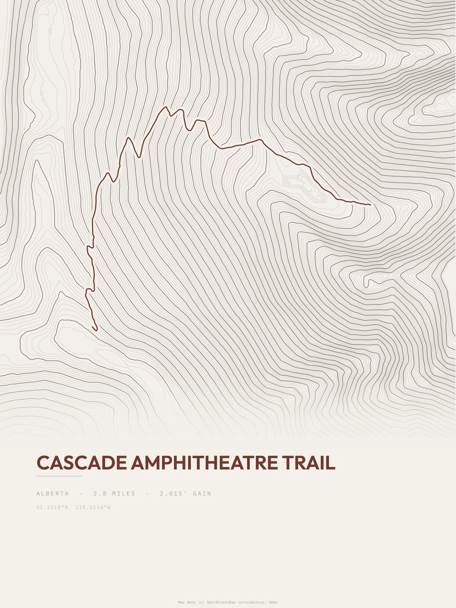 Cascade Amphitheatre Trail Topographic print