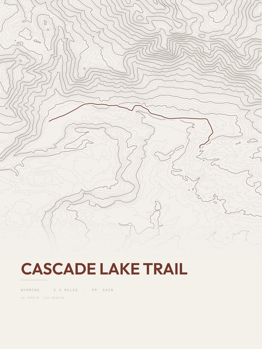Cascade Lake Trail Topographic print