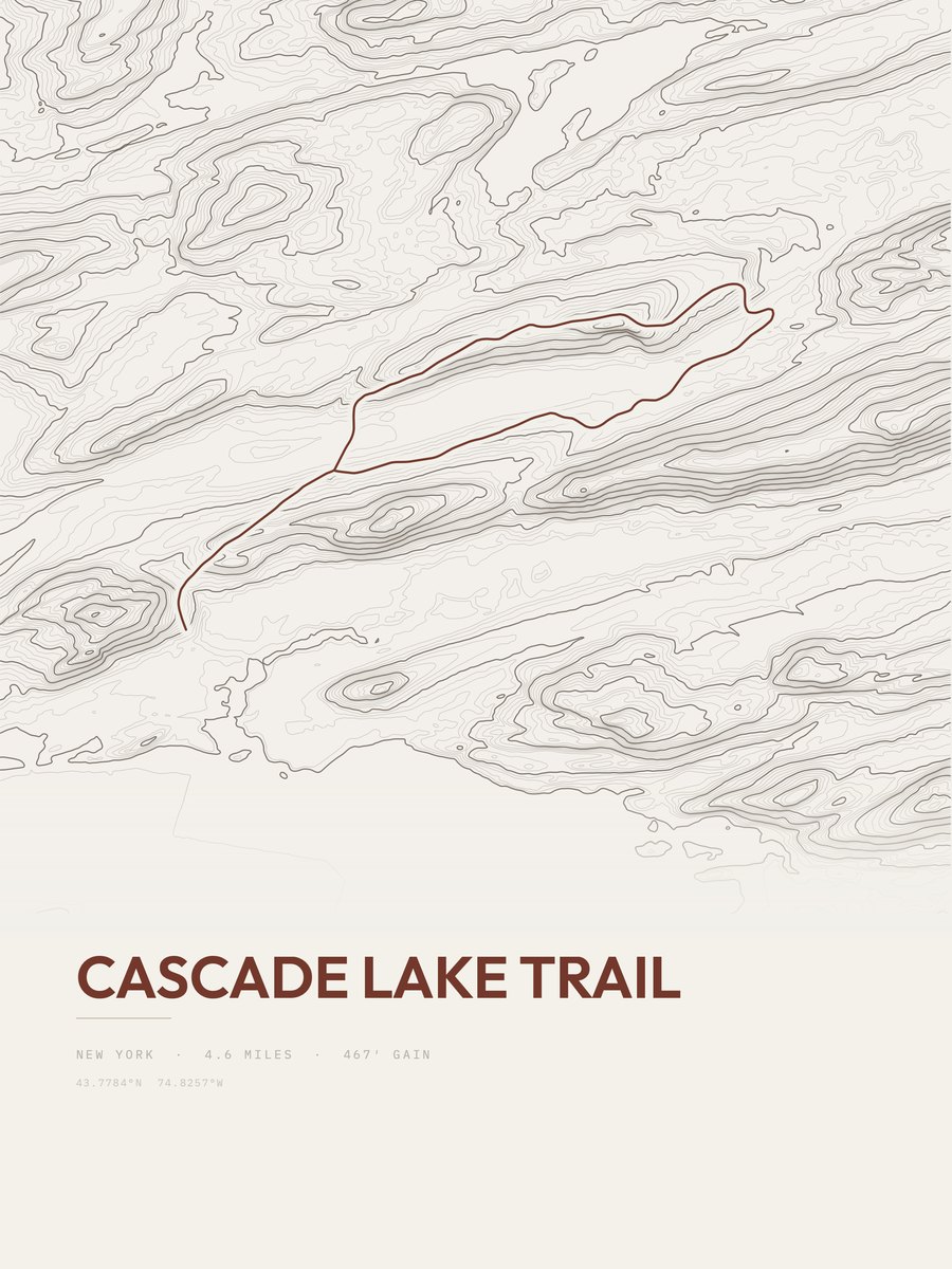Cascade Lake Trail topographic trail print