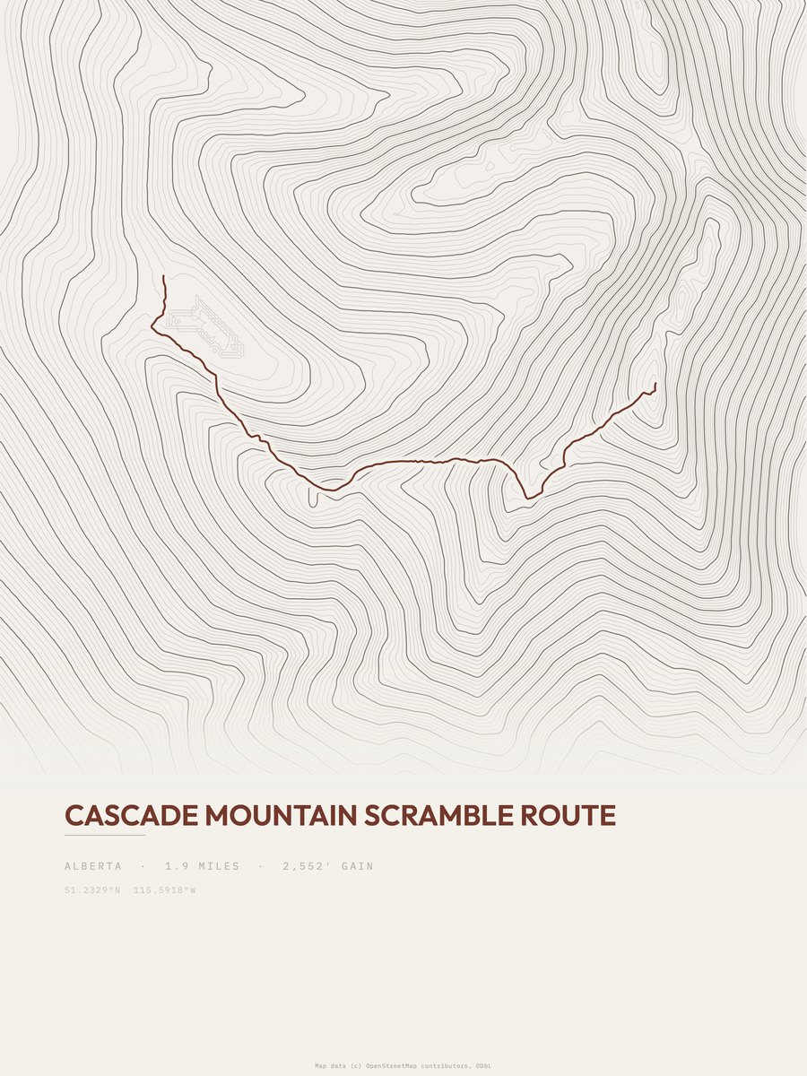 Cascade Mountain Scramble Route Topographic print