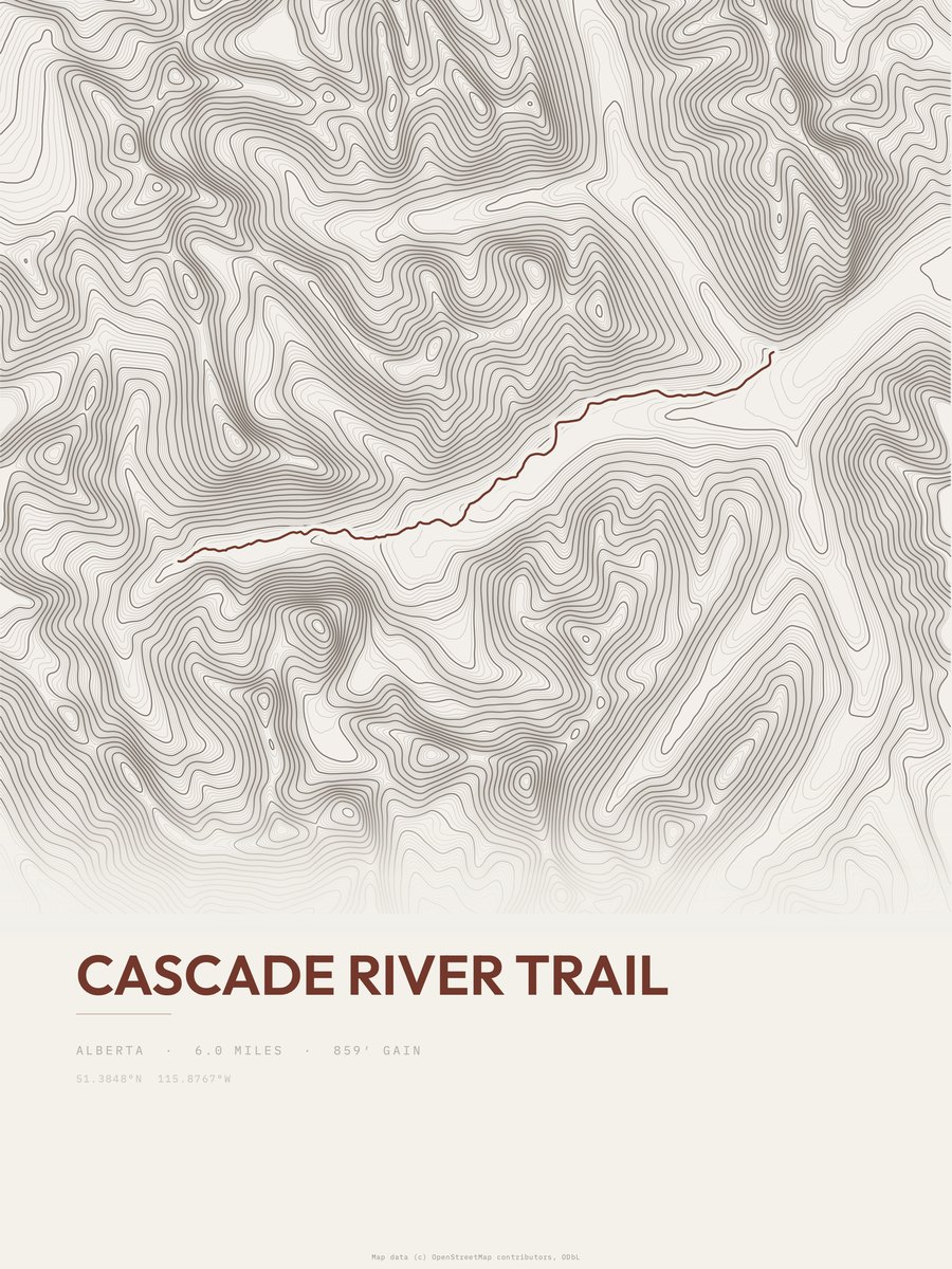 Cascade River Trail Topographic print