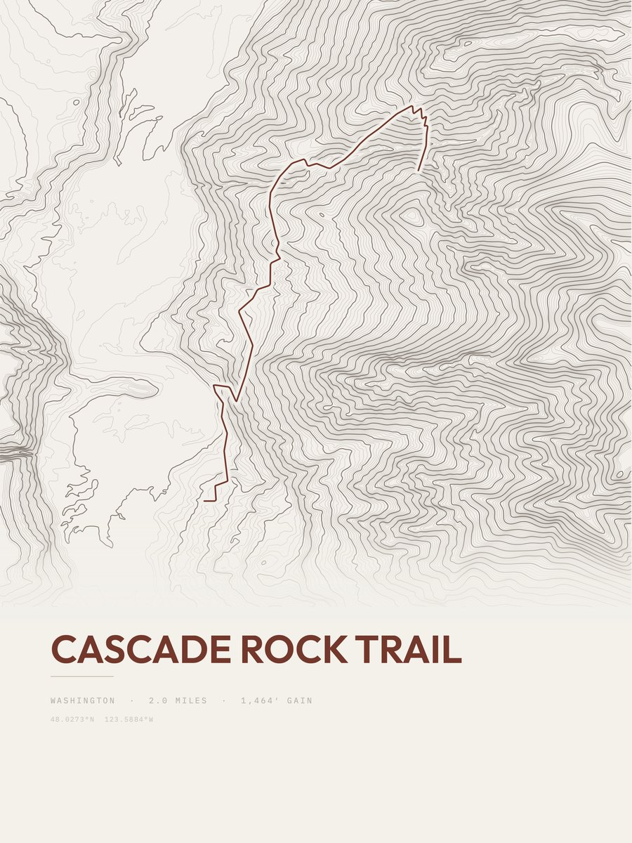 Cascade Rock Trail Topographic print